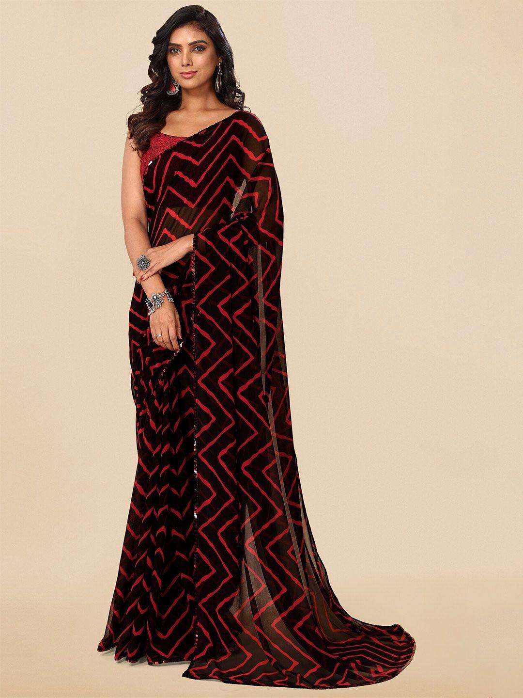 mirchi fashion geometric printed pure georgette saree