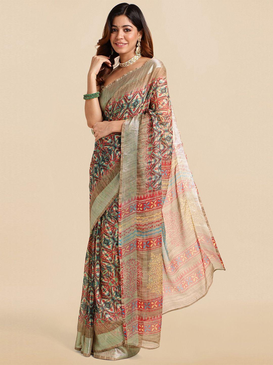 mirchi fashion geometric printed saree