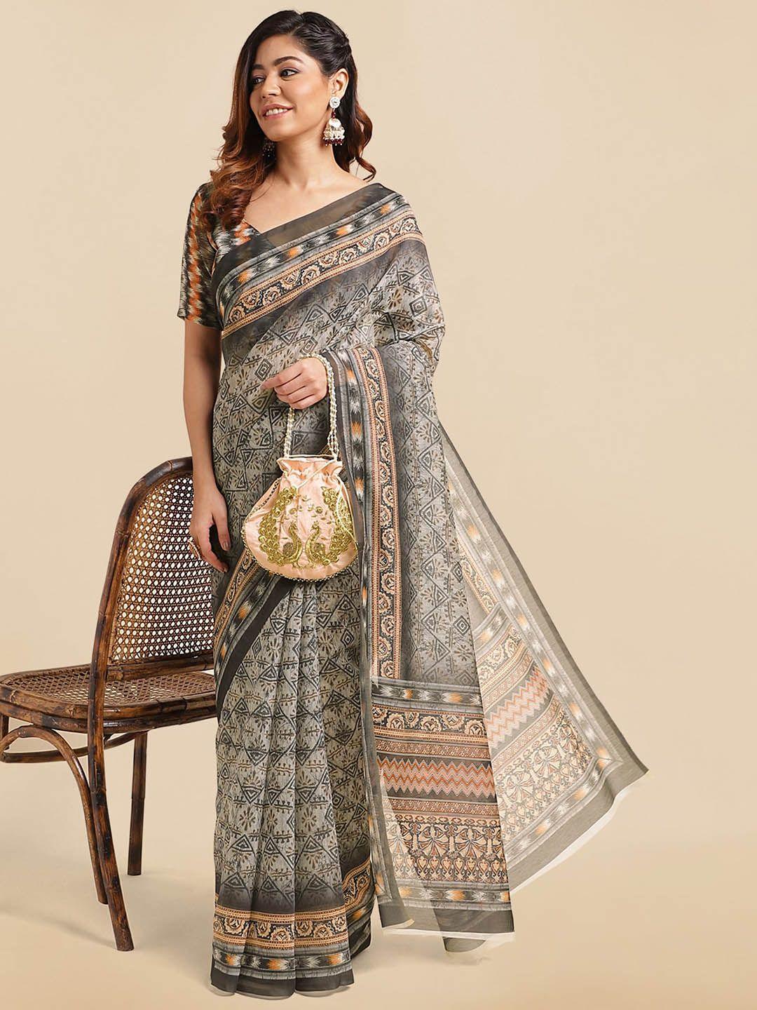 mirchi fashion geometric printed saree