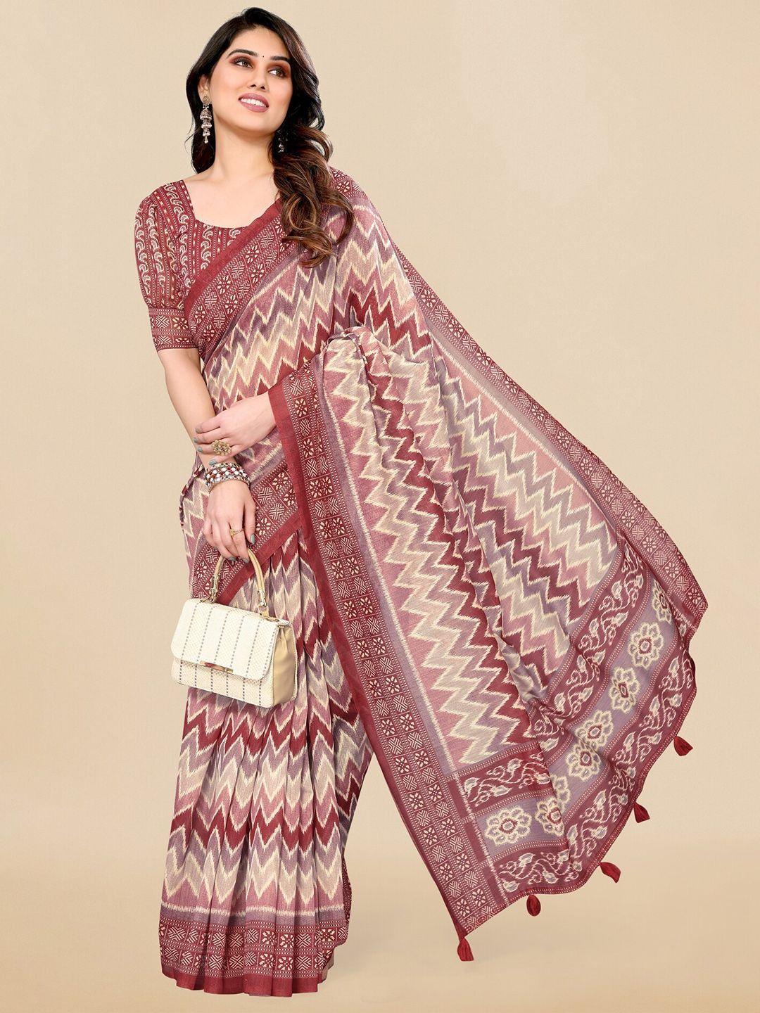 mirchi fashion geometric printed saree