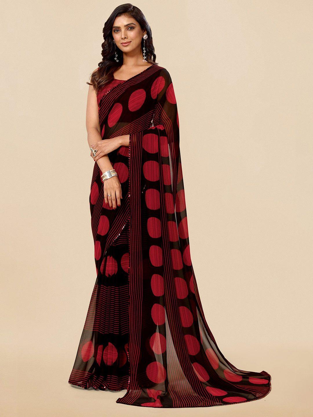 mirchi fashion geometric printed sequinned saree