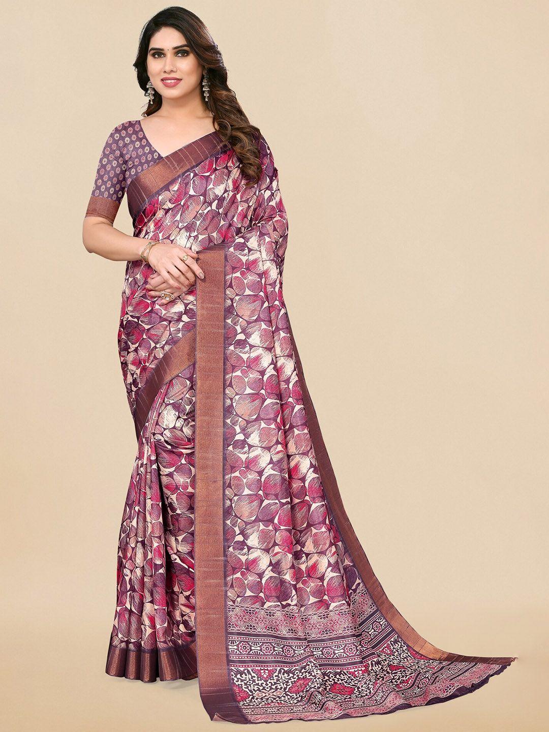 mirchi fashion geometric printed zari saree