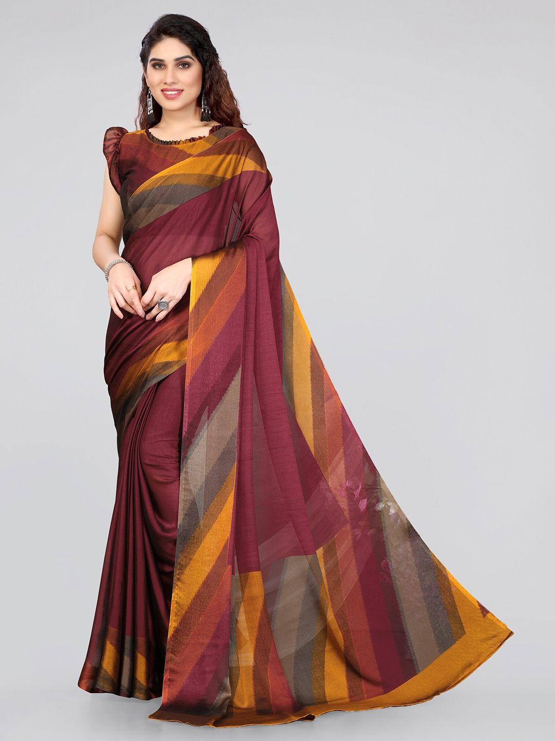 mirchi fashion maroon & orange saree