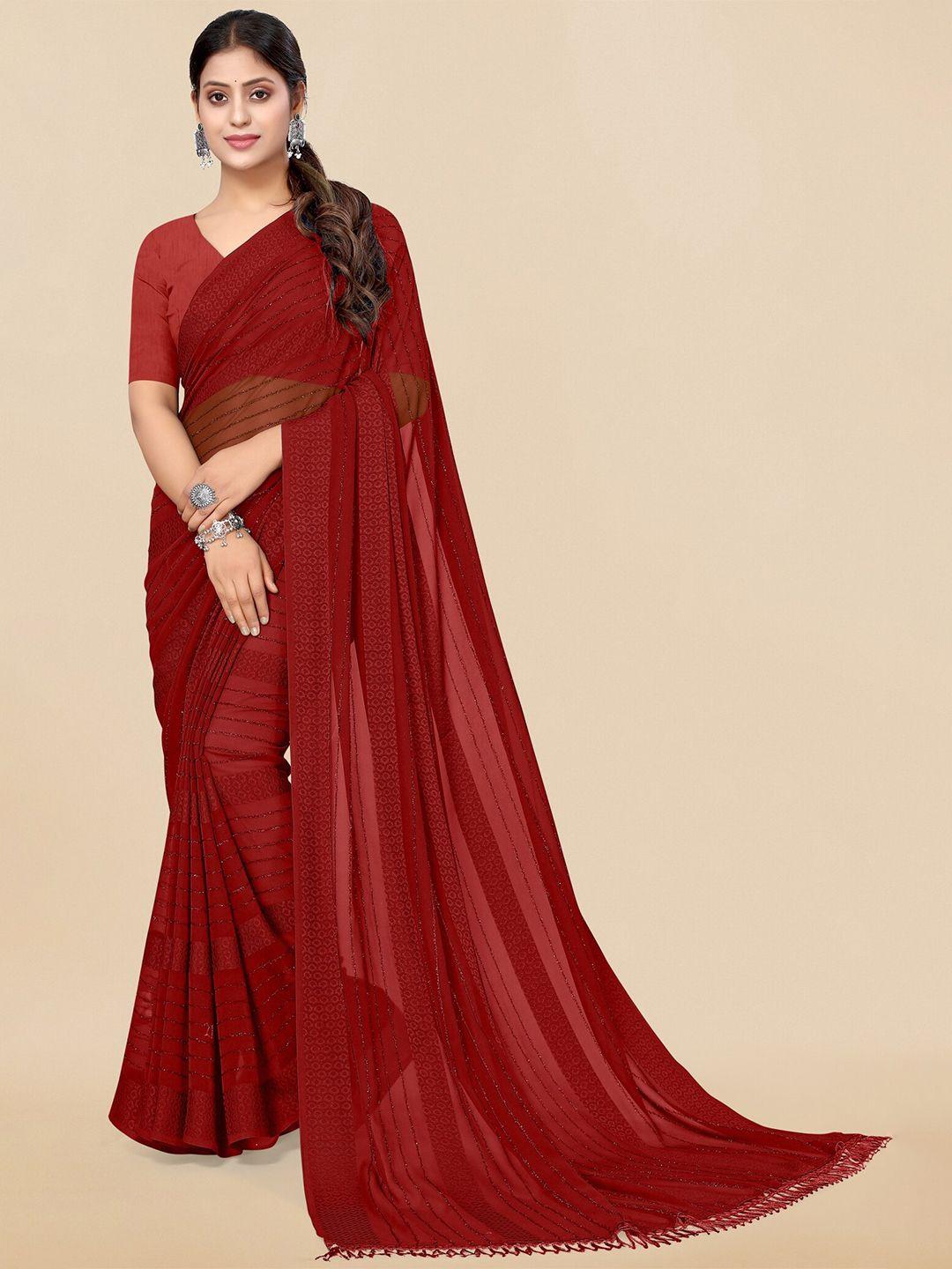 mirchi fashion maroon embellished saree