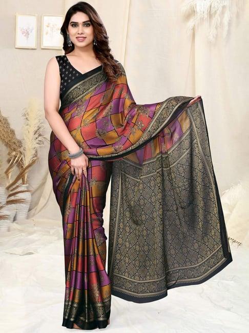 mirchi fashion multicolored printed saree with unstitched blouse