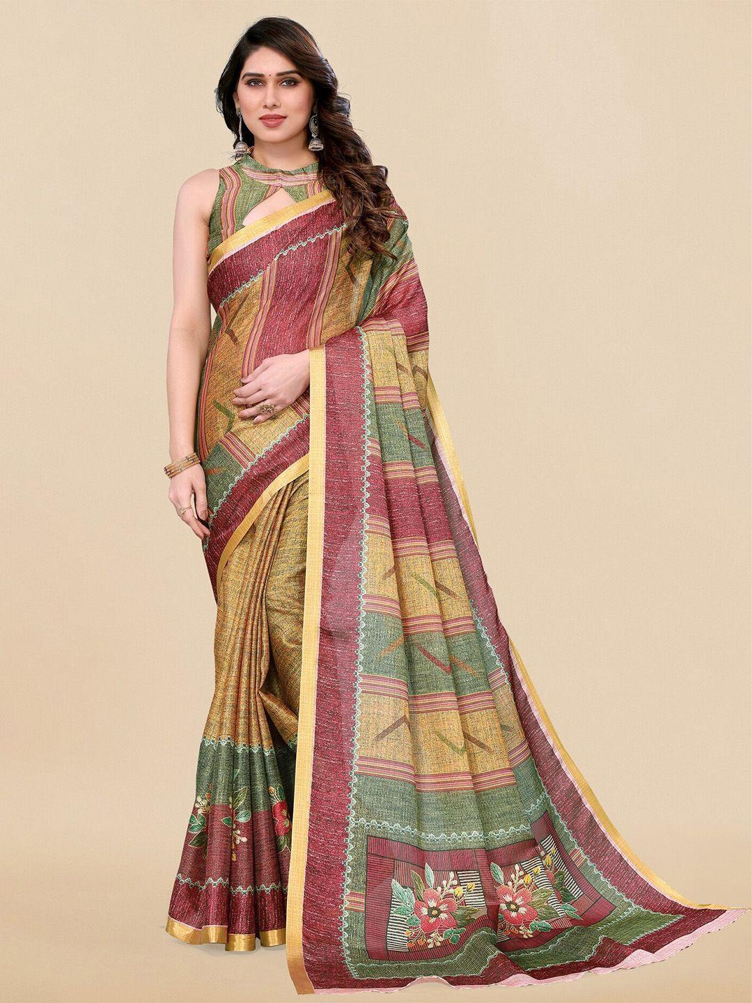 mirchi fashion printed art silk leheriya saree