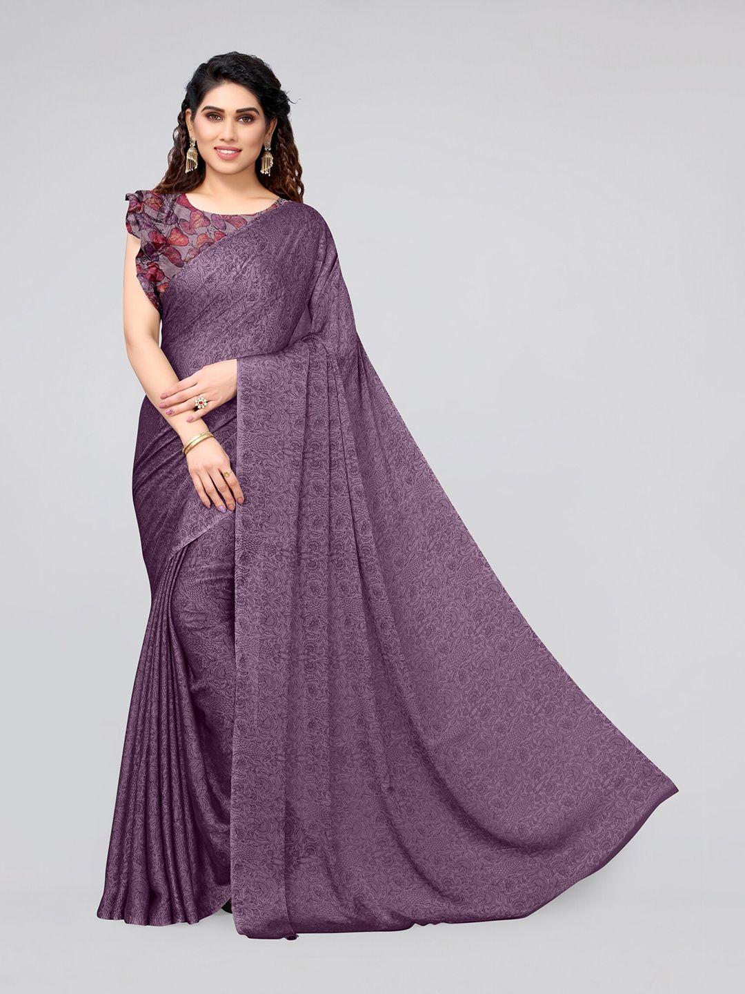 mirchi fashion purple floral saree