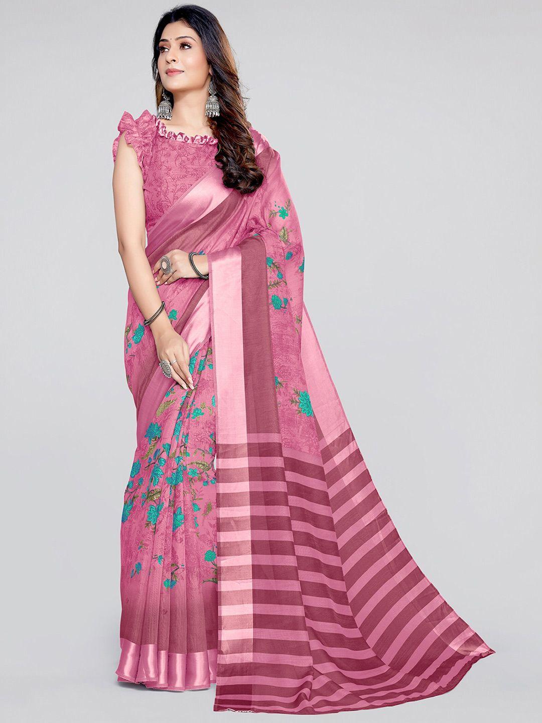 mirchi fashion purple floral saree