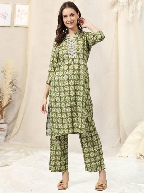 mirchi fashion rayon embroidered kurta palazzo set