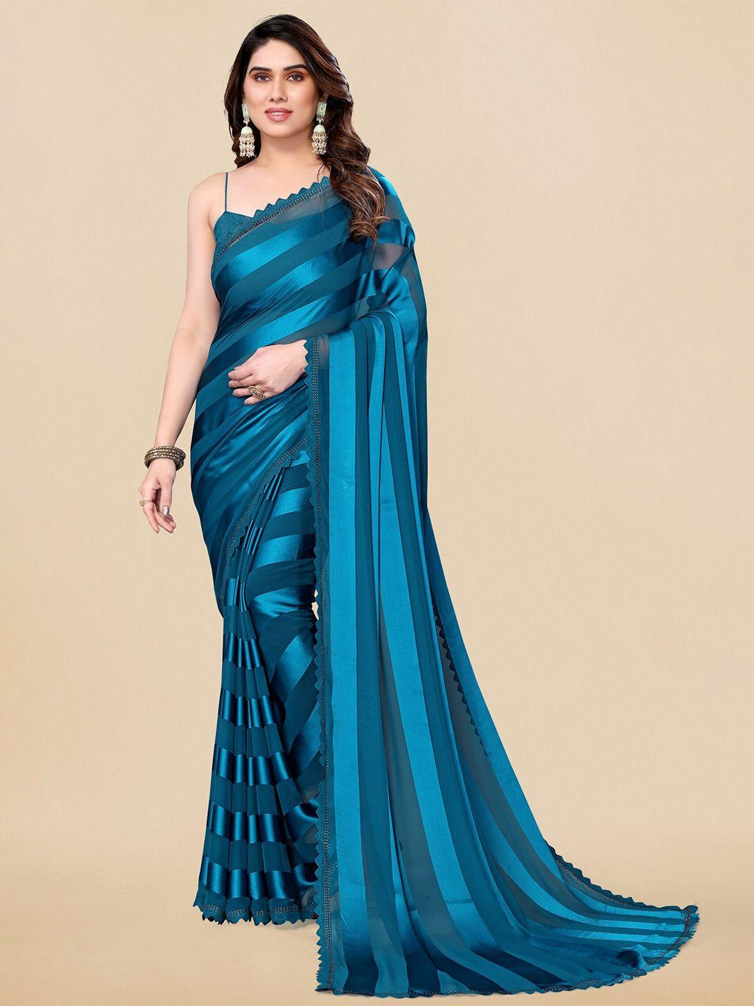 mirchi fashion striped beads and stones saree