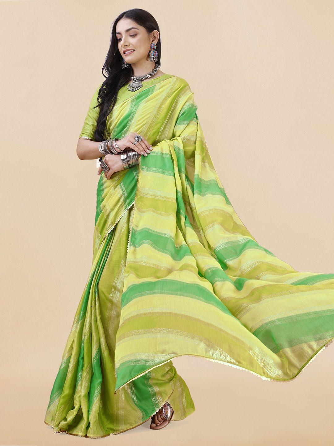 mirchi fashion striped sequinned leheriya saree