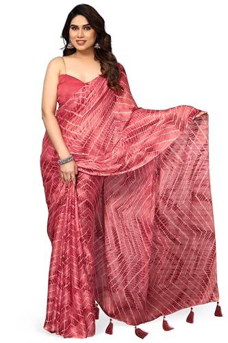 mirchi fashion women's chiffon shibori printed saree with blouse piece (39811-crimson)