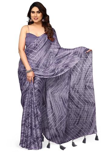 mirchi fashion women's chiffon shibori printed saree with blouse piece (39814-purple)