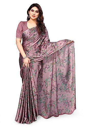 mirchi fashion women's plain weave chiffon floral printed saree with blouse piece (38681-light wine, teal)
