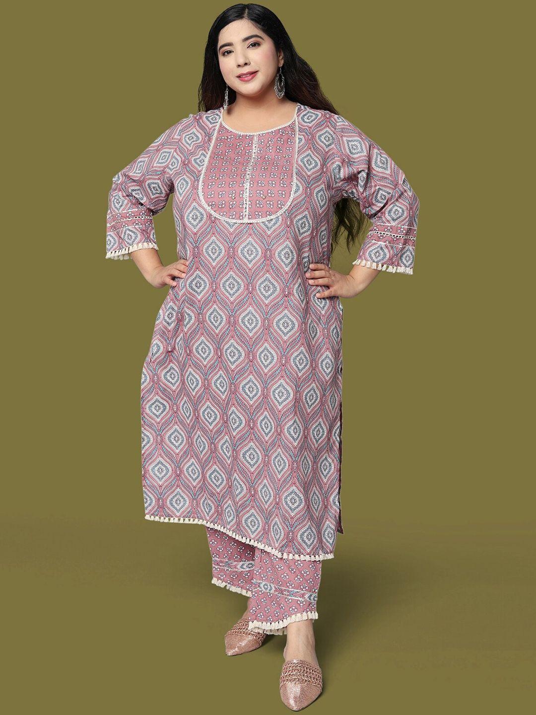 mirchi fashion women ethnic motifs printed pure cotton kurta with trousers & dupatta