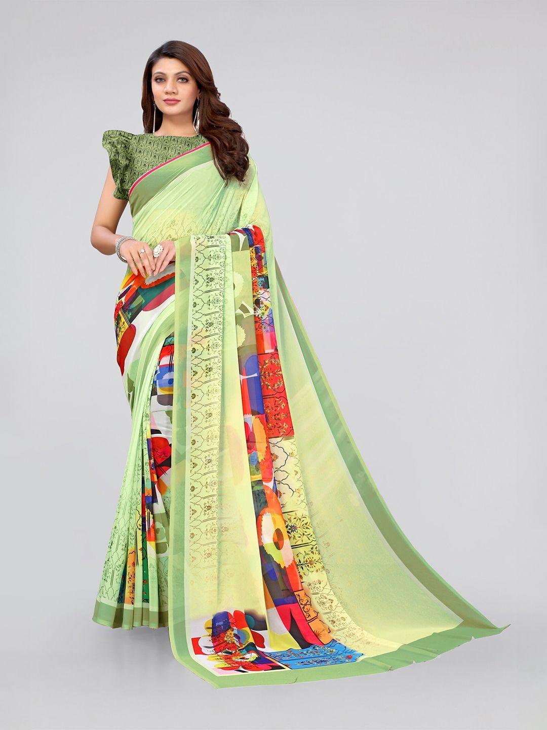 mirchi fashion yellow & red floral printed bagh saree