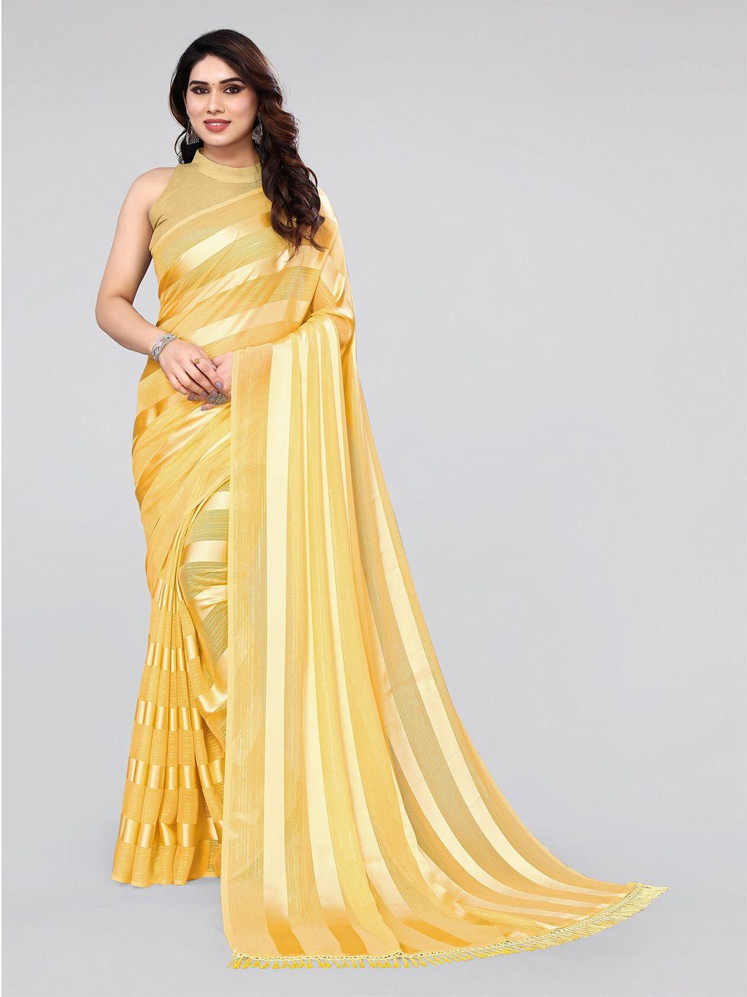 mirchi fashion yellow striped saree