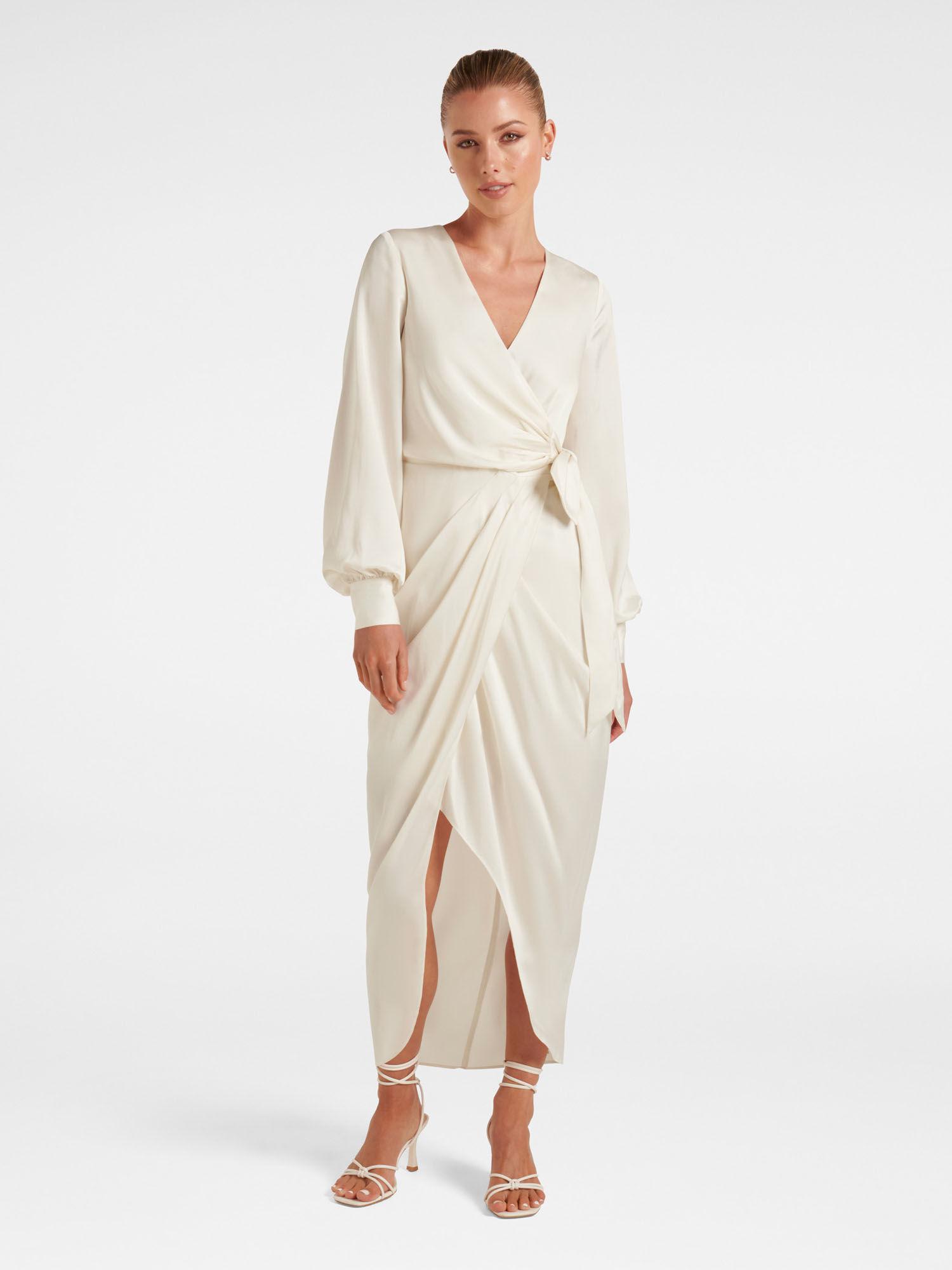 mirella wrap satin midi dress