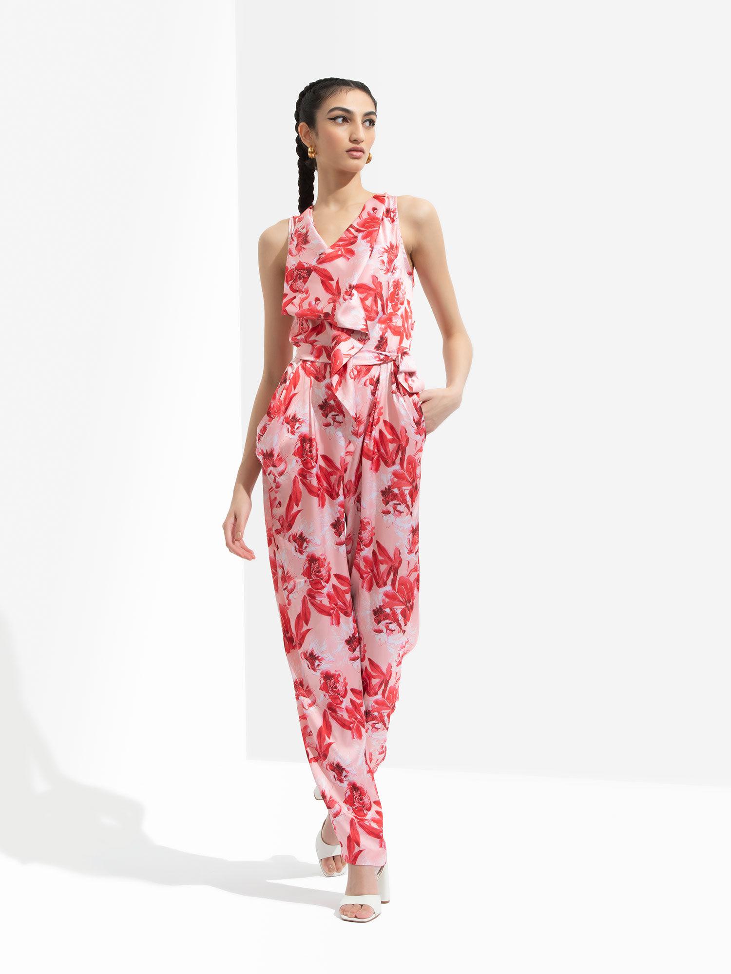 mirrai printed jumpsuit pink