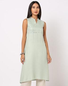 mirror embellished a-line kurta