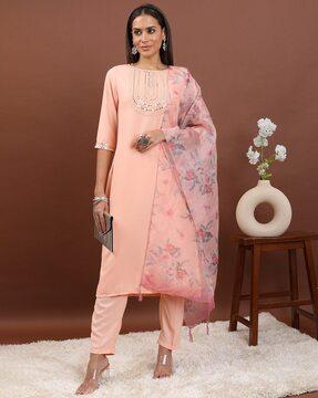 mirror embellished kurta suit set