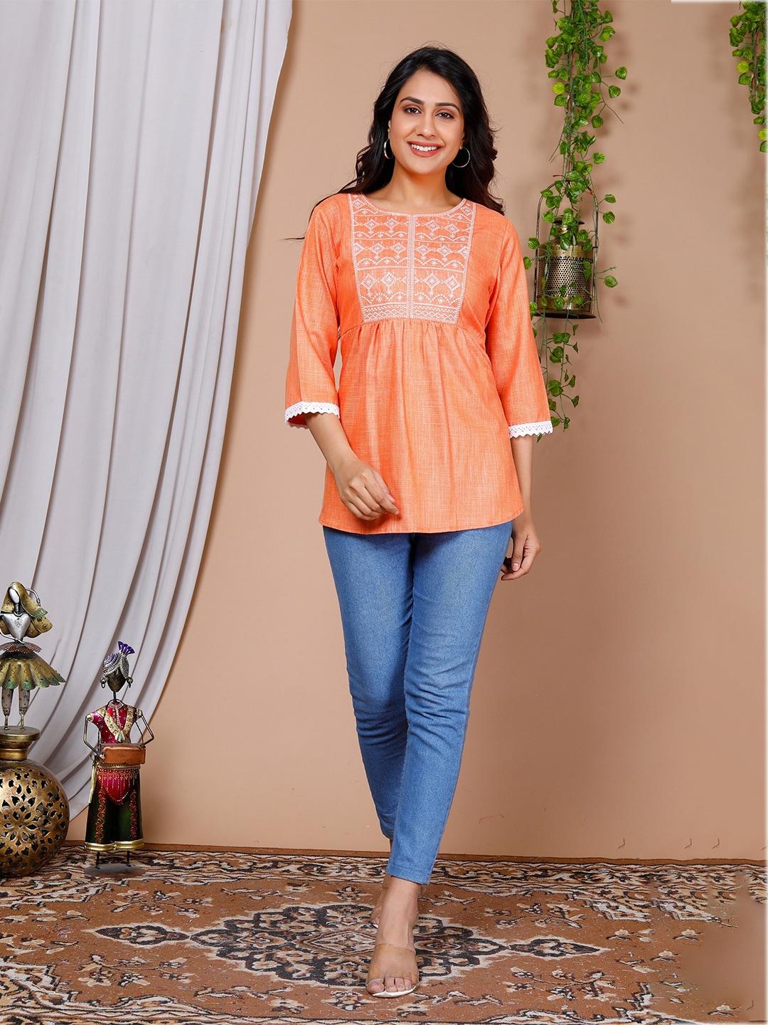 misbis ethnic motifs embeoidered pleated a-line top