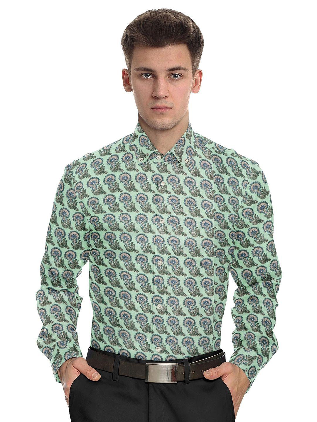 misbis relaxed floral printed slim fit opaque pure cotton casual shirt
