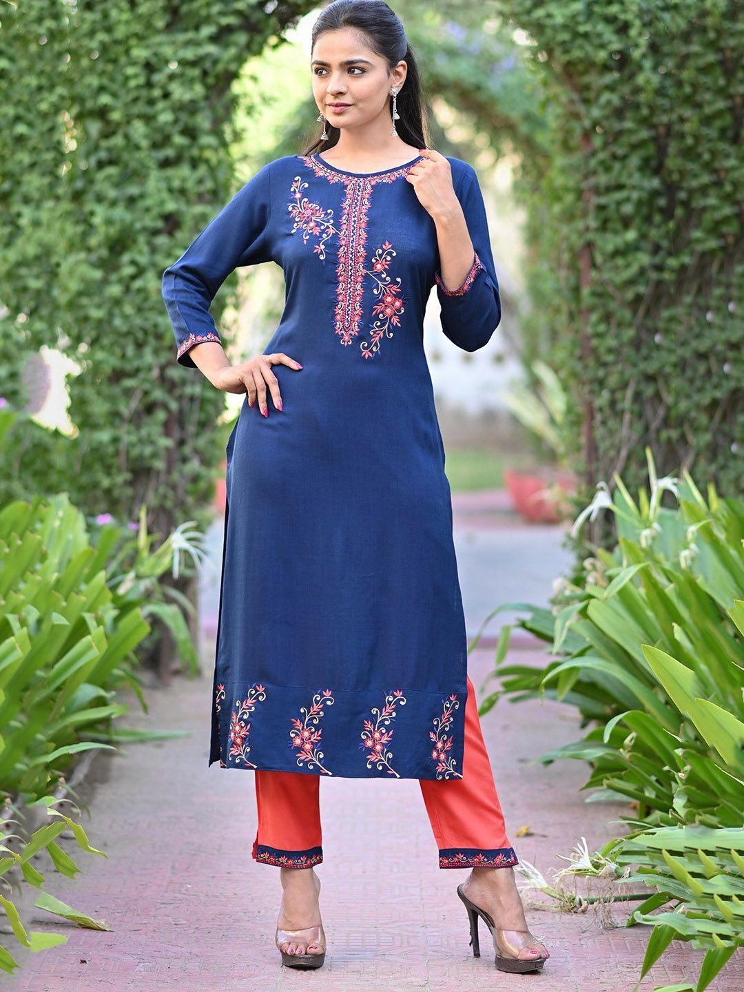 misbis ethnic motifs yoke design thread work kurta with trousers