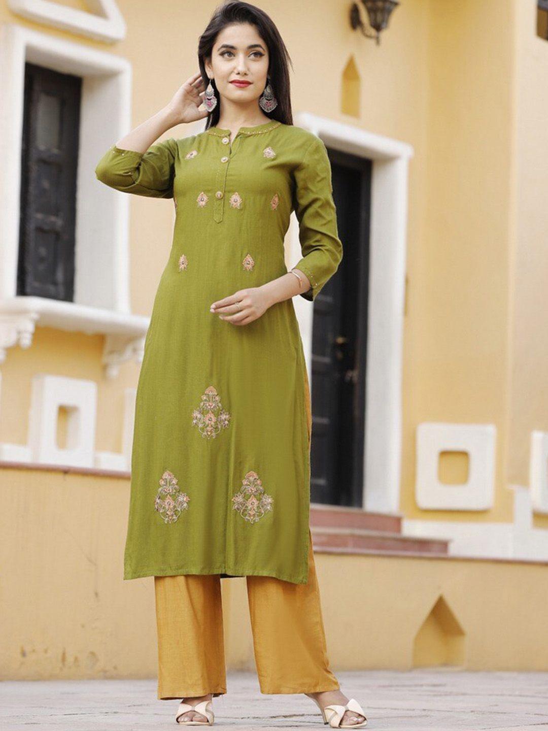 misbis floral embroidered thread work kurta with palazzos