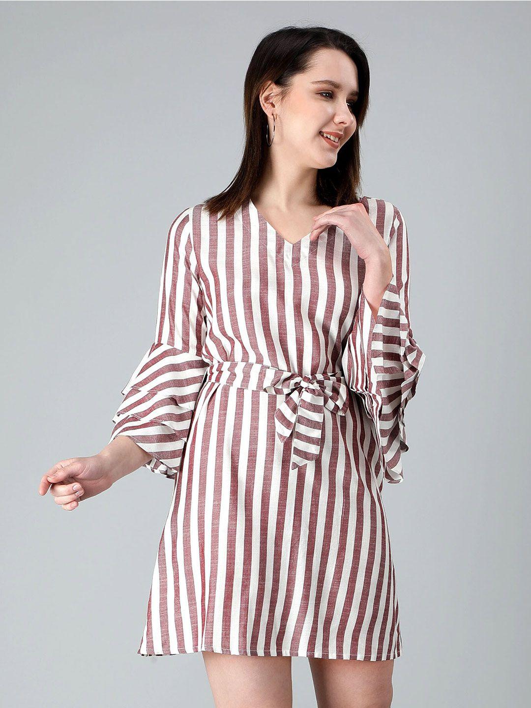 misbis striped a-line cotton dress