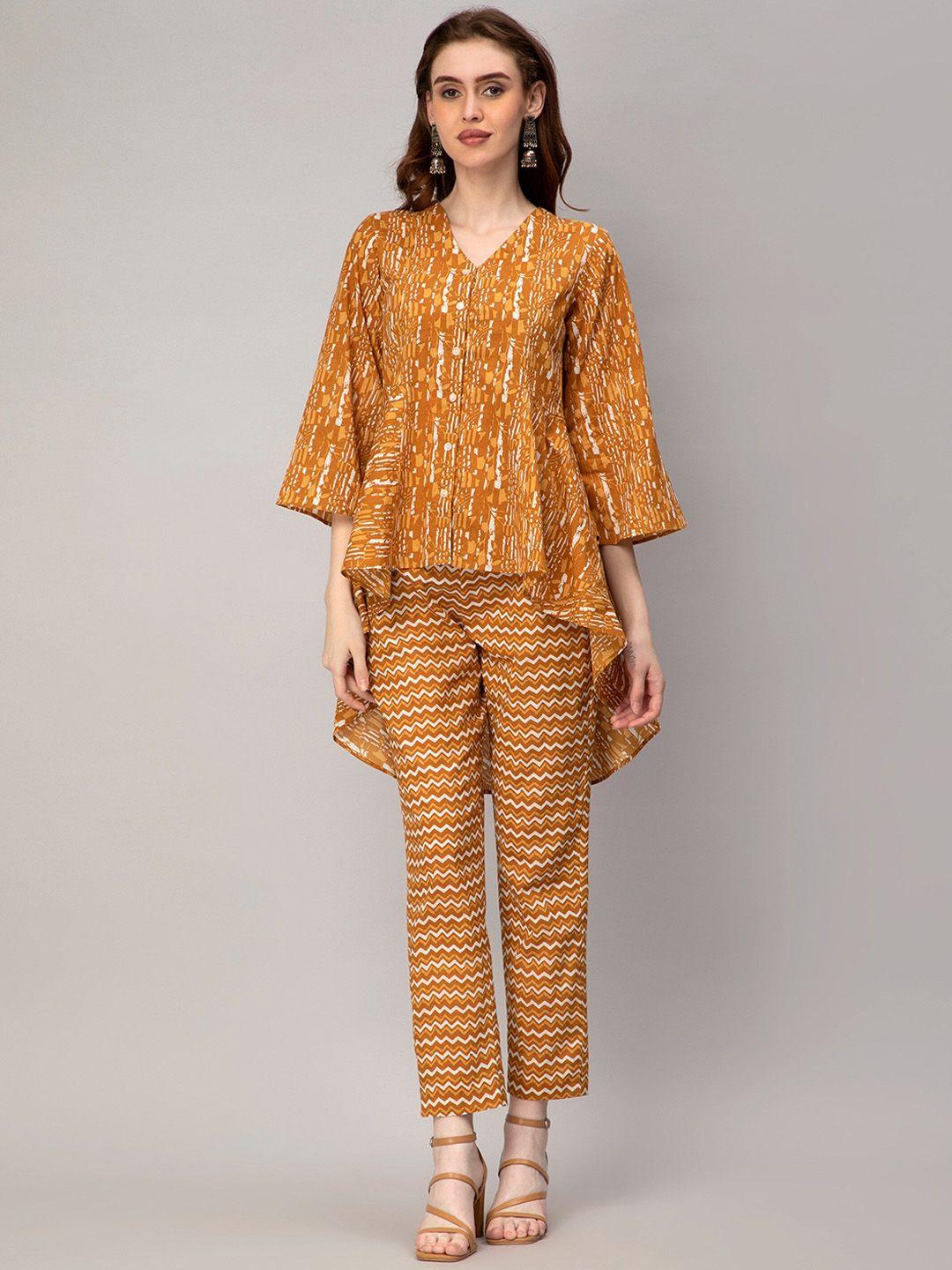 misbis women printed cotton shirt with trousers