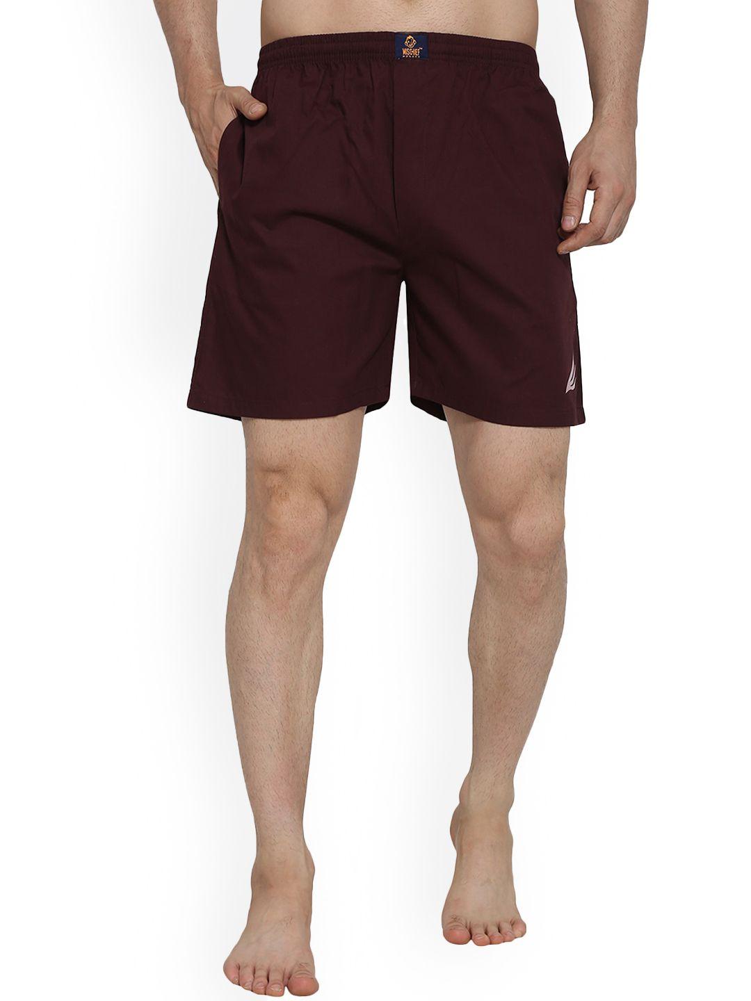 mischief monkey mid-rise pure cotton boxers mm-bxr-maroon-m