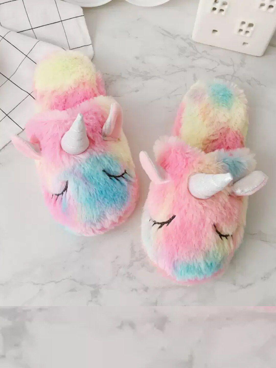 miscreef girls cute unicorn warm winter fur room slippers