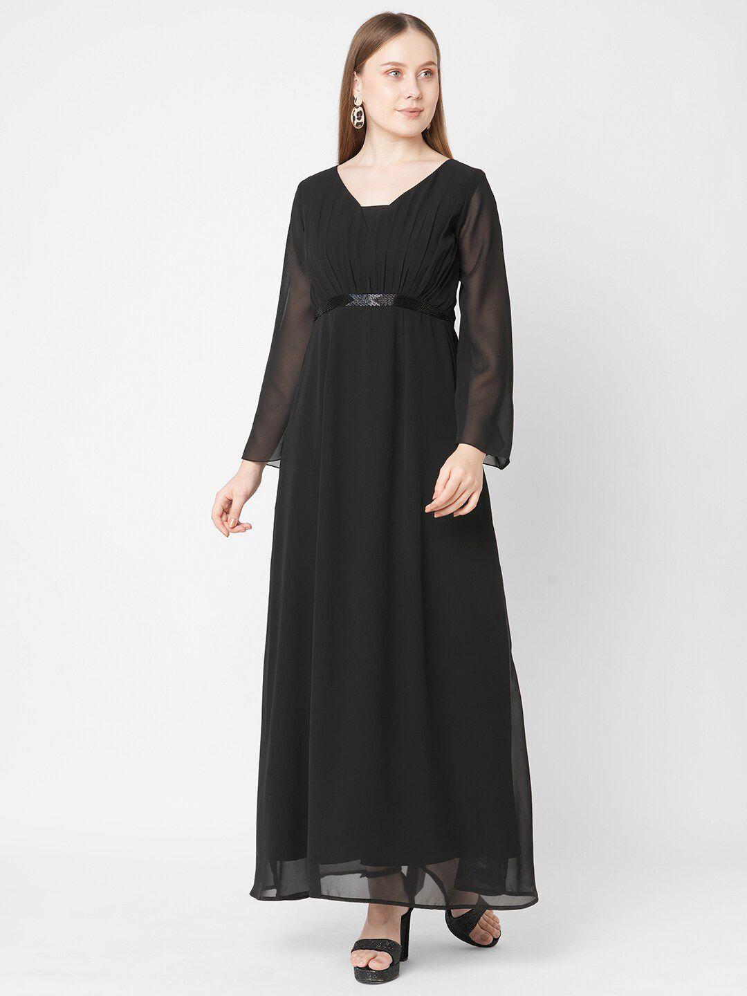 mish black embellished georgette maxi dress