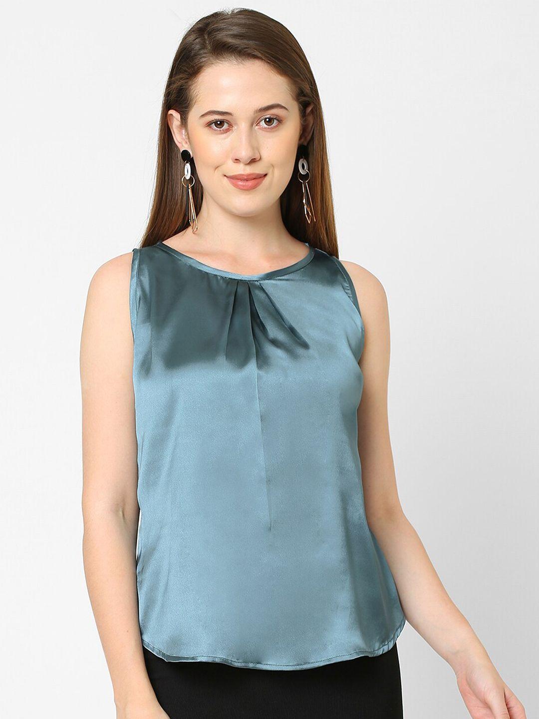 mish blue solid top