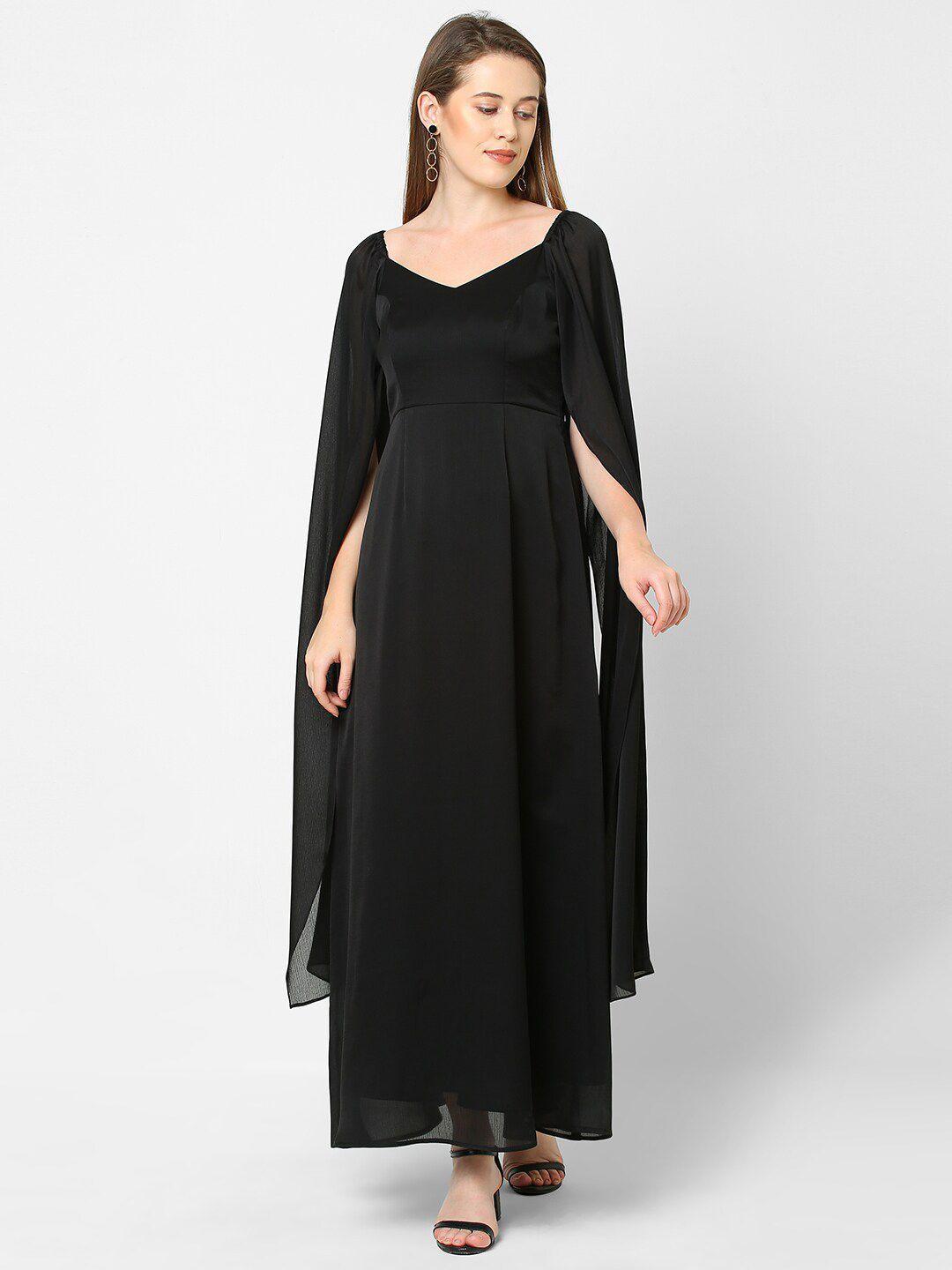 mish women black chiffon maxi dress