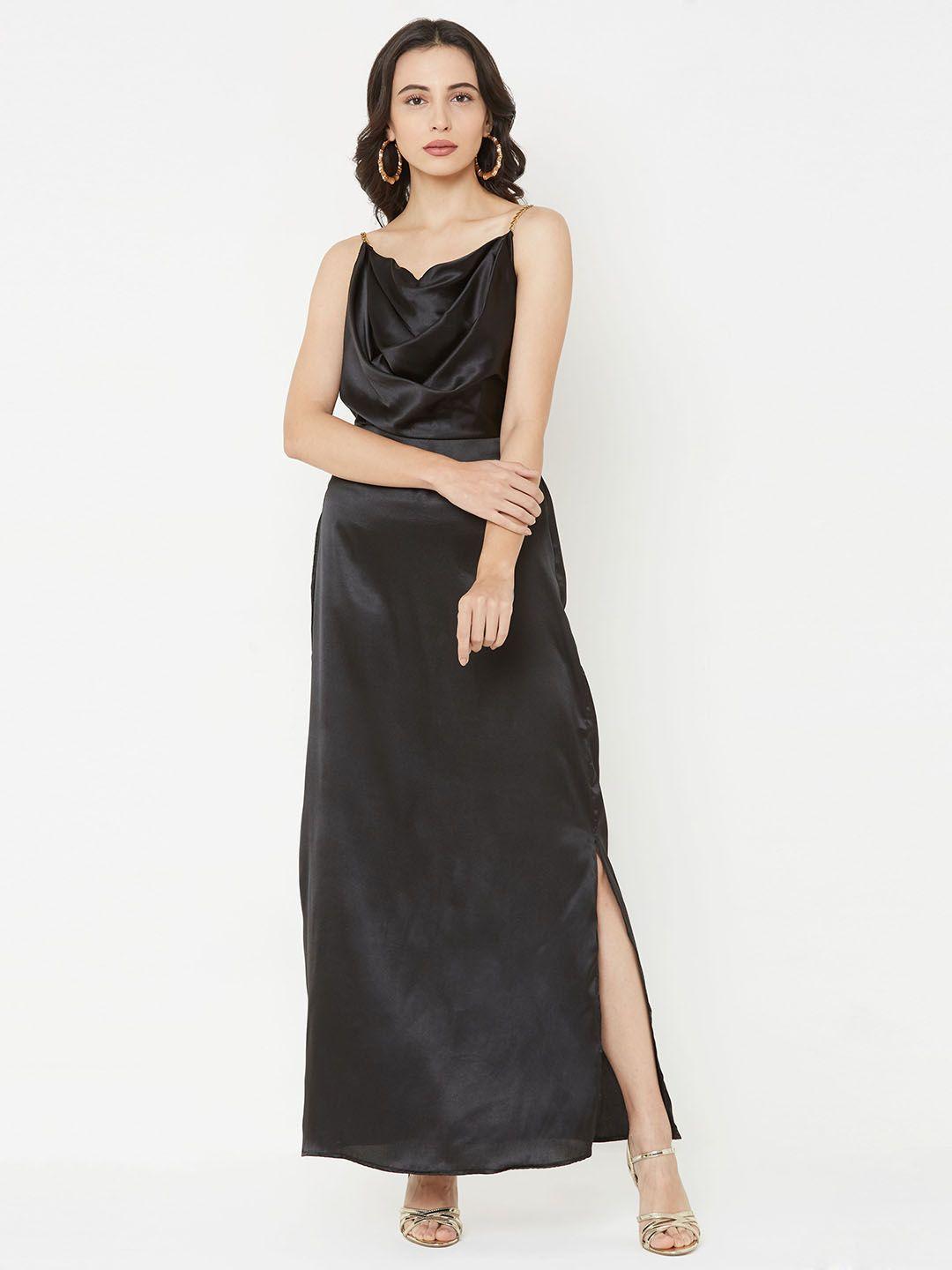 mish women black solid maxi dress