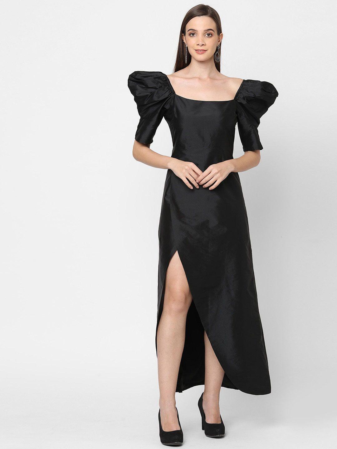 mish women black solid maxi dress