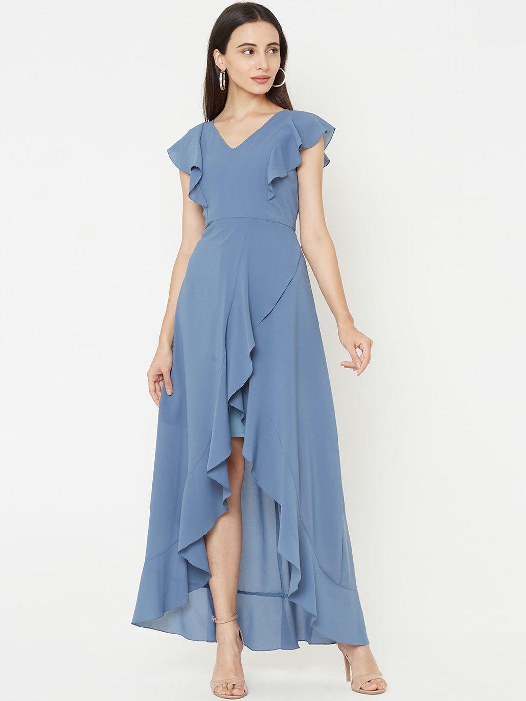 mish women blue solid maxi dress