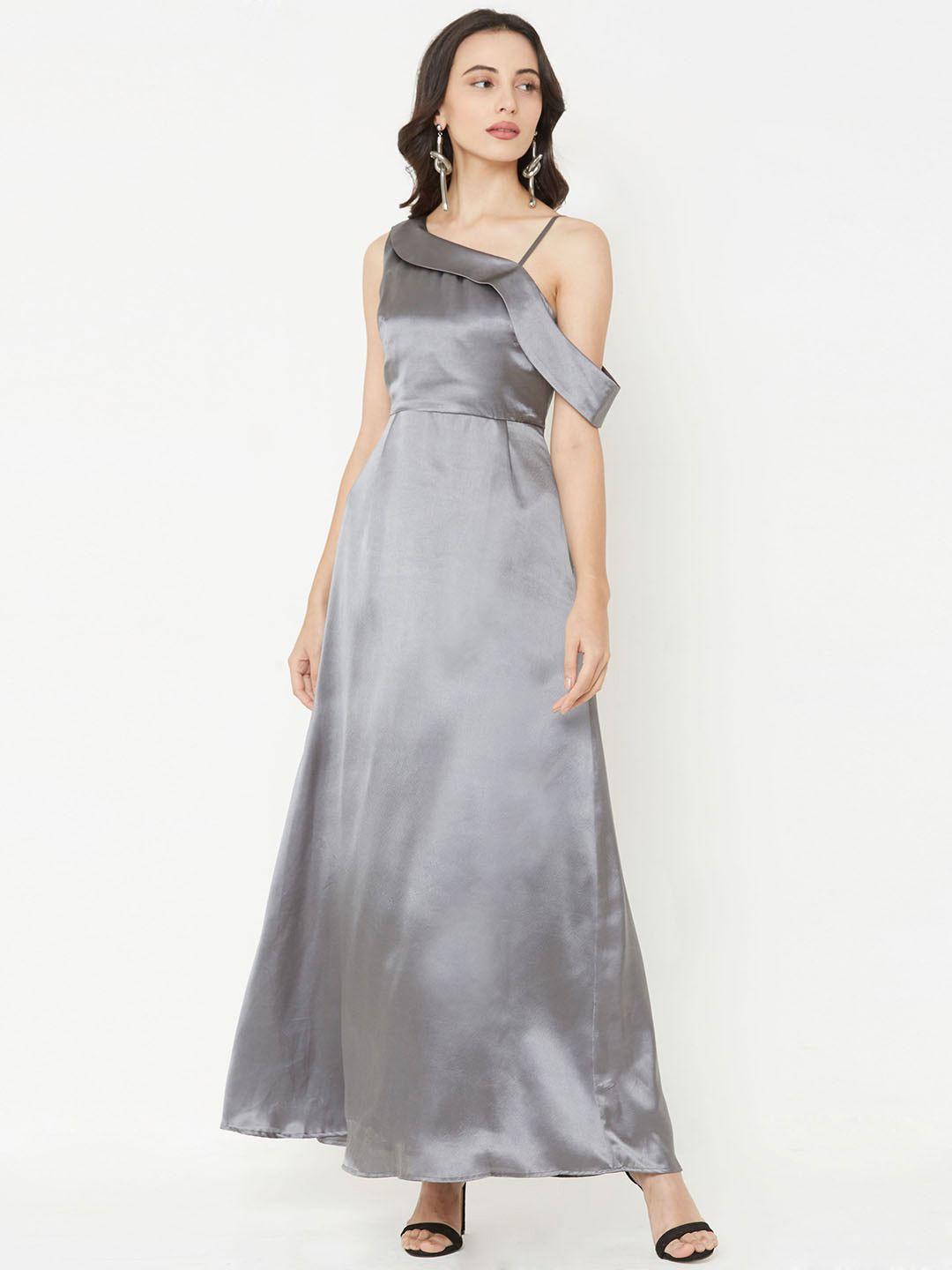 mish women grey solid maxi dress