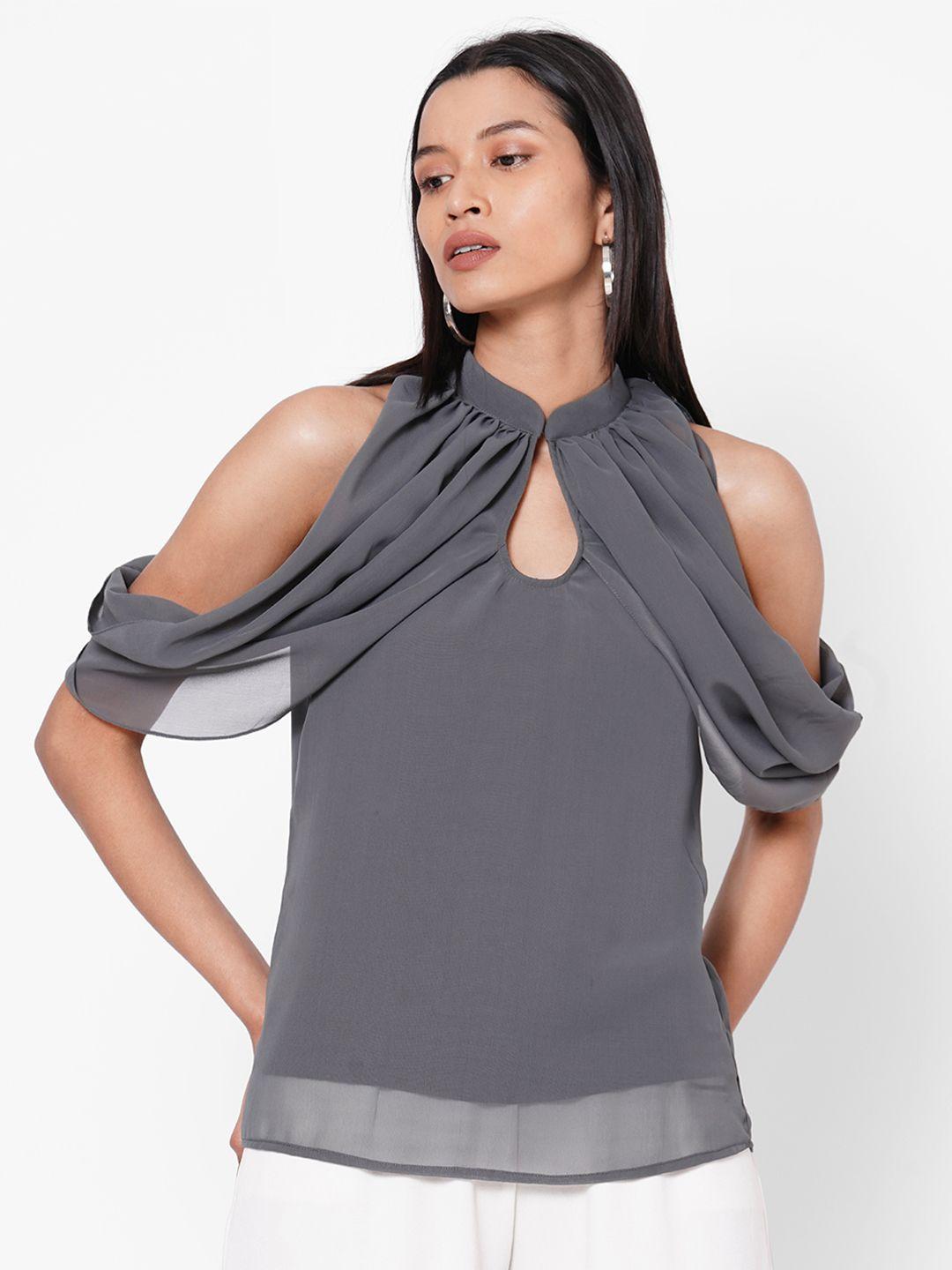 mish women grey solid top