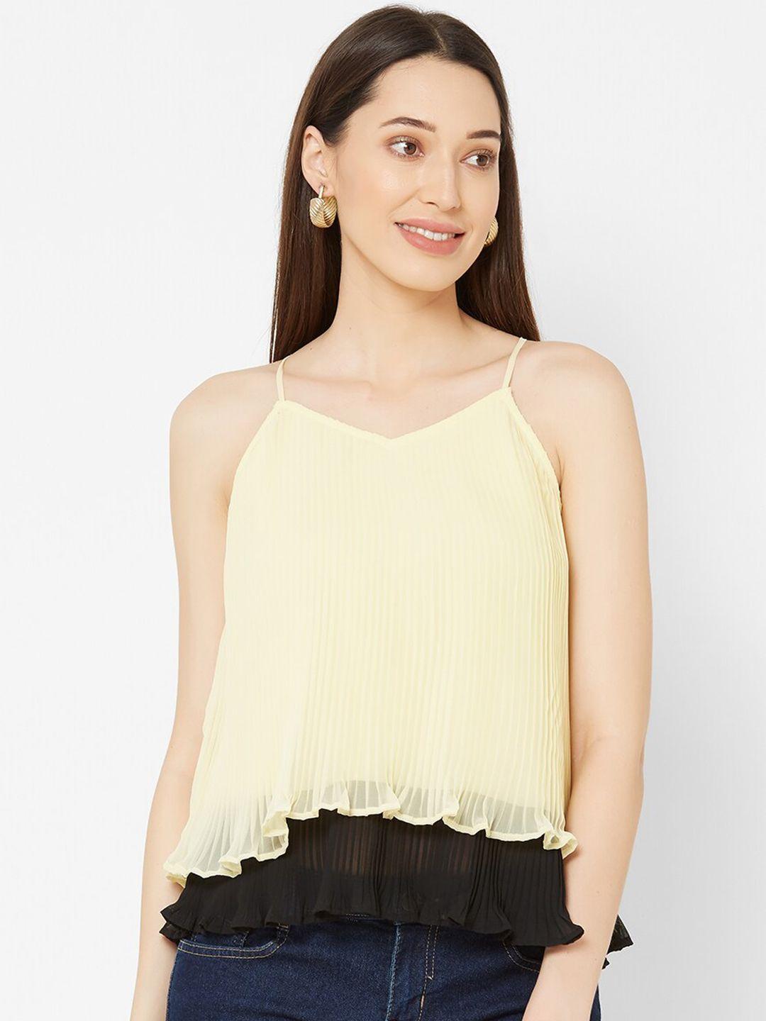 mish women yellow solid a-line top