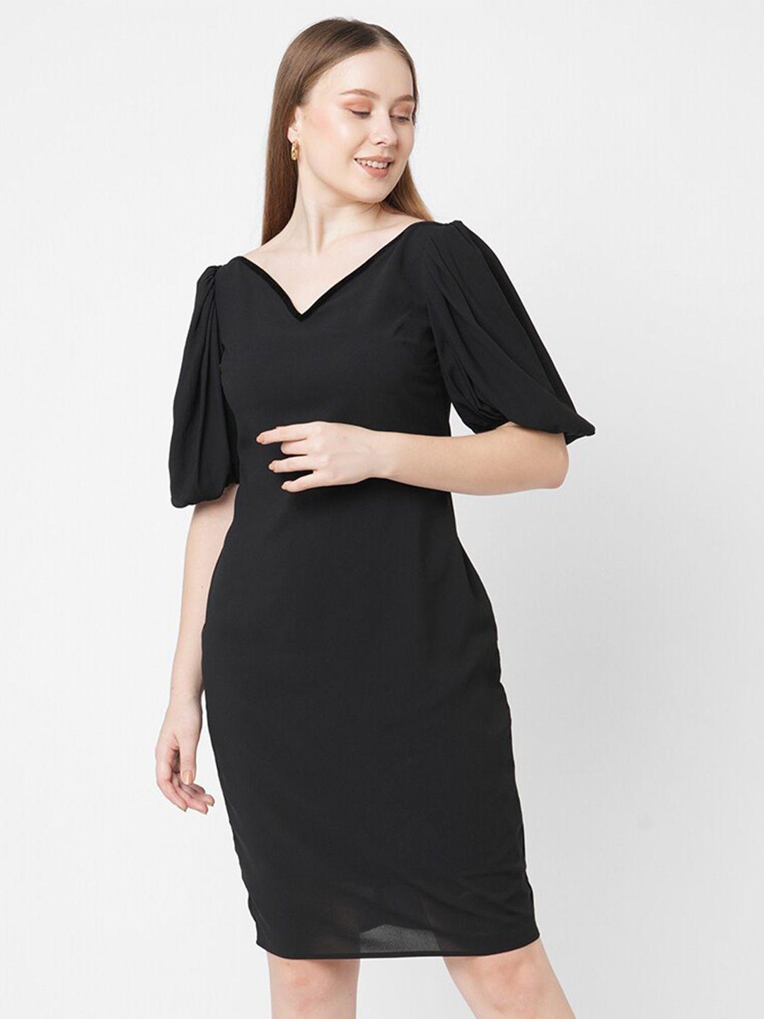 mish black georgette sheath dress