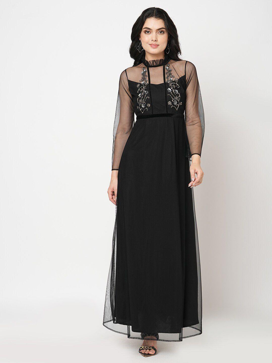 mish black high neck maxi dress