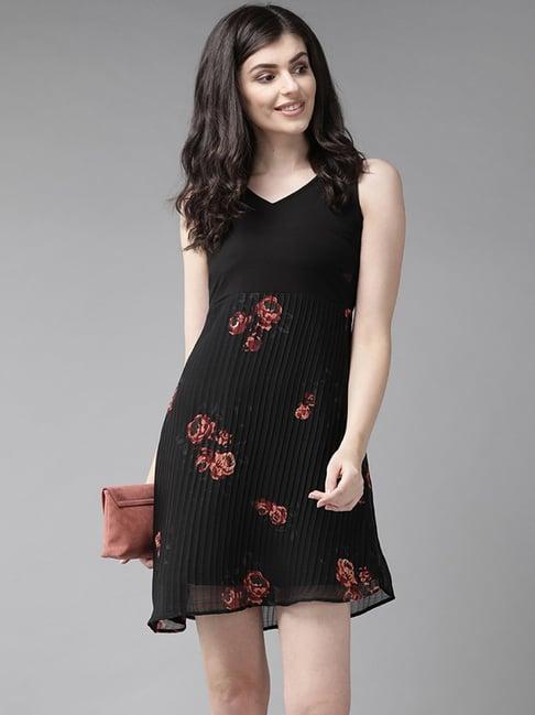 mish black printed skater dress