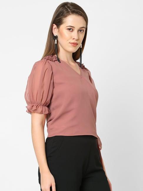 mish dusty pink v neck top