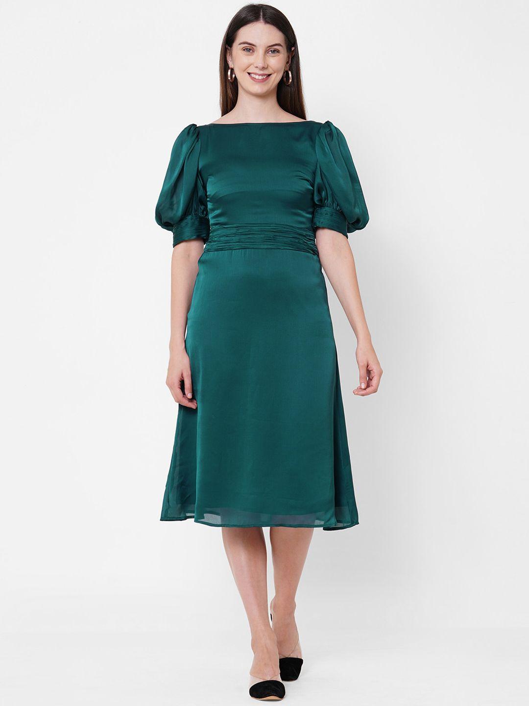 mish green chiffon midi dress