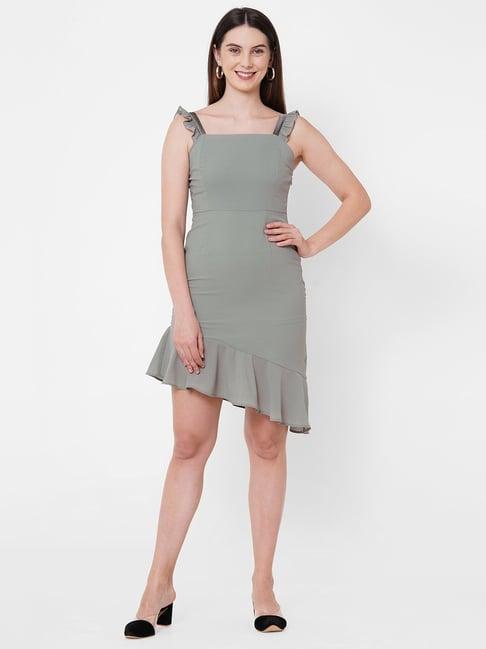 mish grey above knee high-low dress