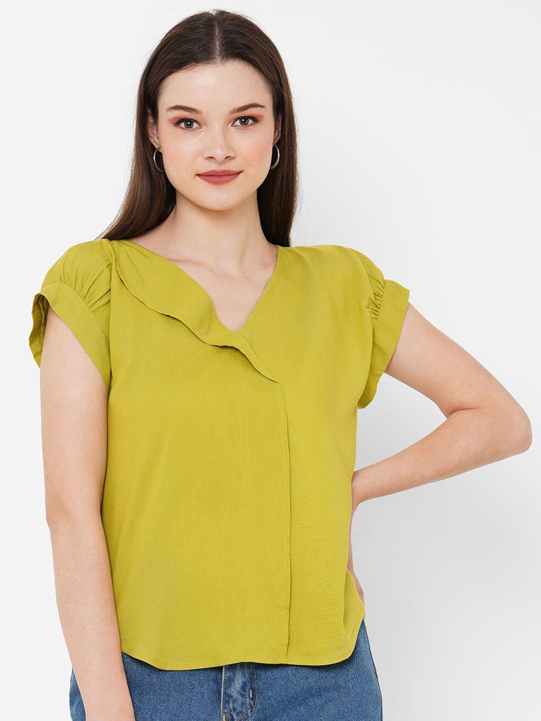 mish lime green v-neck extended sleeves top