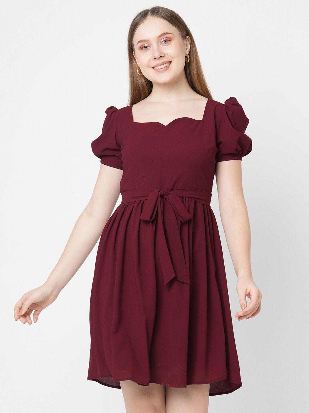 mish maroon georgette dress